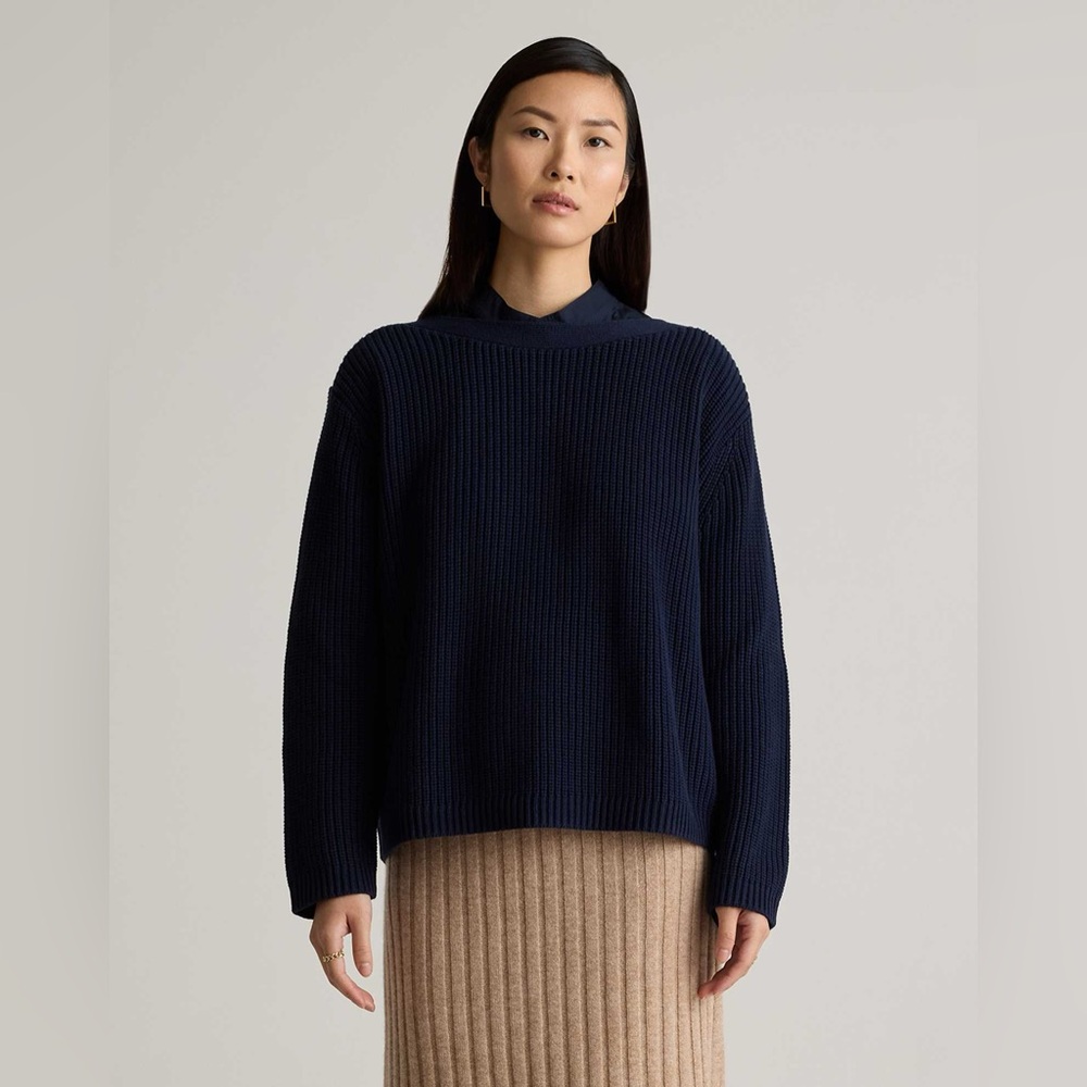 Quince navy 100% Organic Cotton Fisherman
Boatneck Sweater